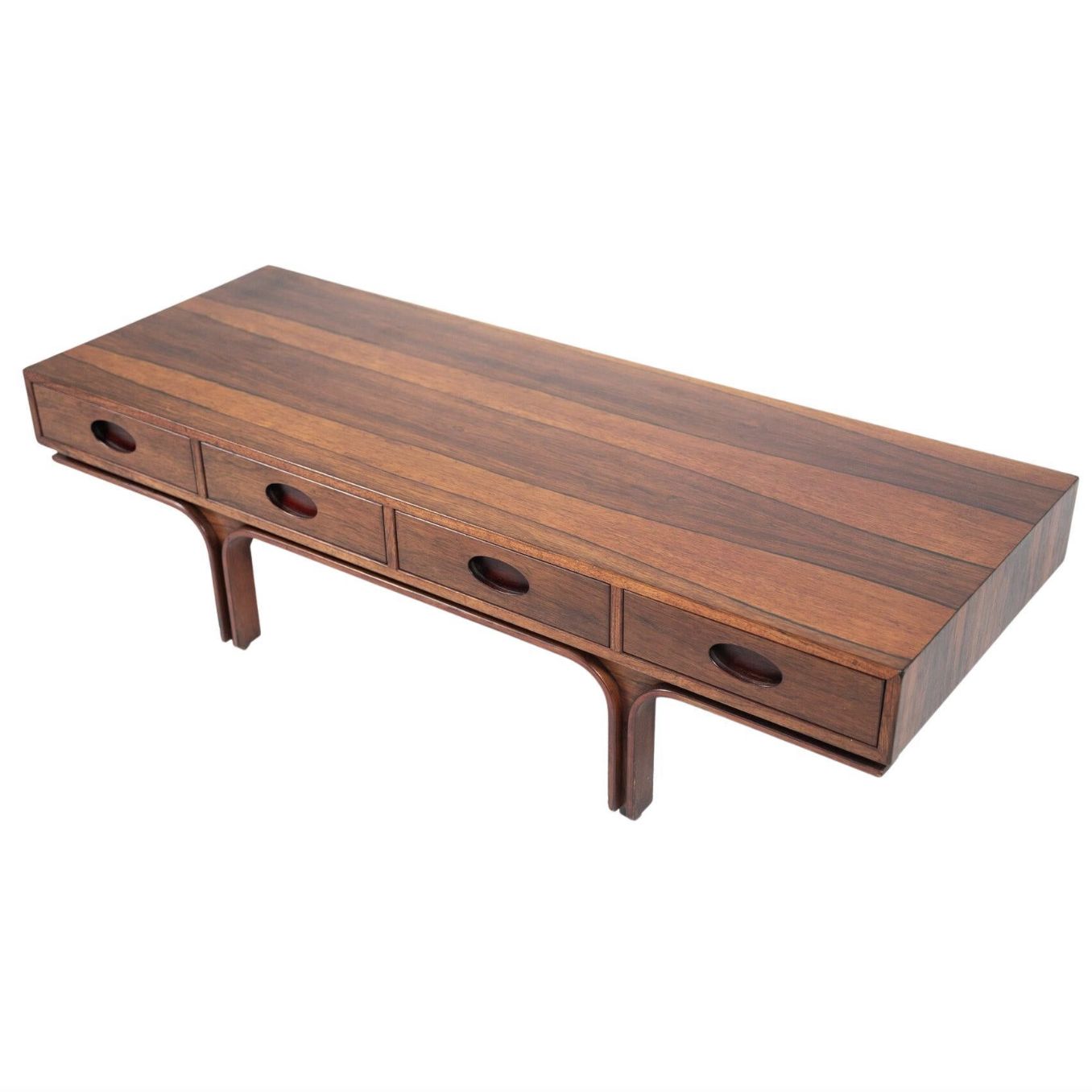 Mid Century Gianfranco Frattini, Wooden Coffee Table For Bernini, Italy, 1960s
