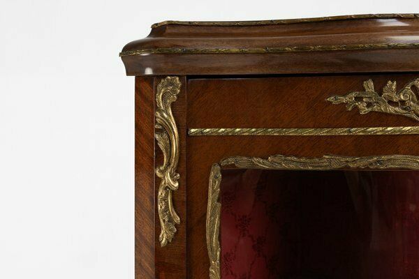French Louis XV Style Corner Display Cabinet With Arched Glass, 1950 photo vintage