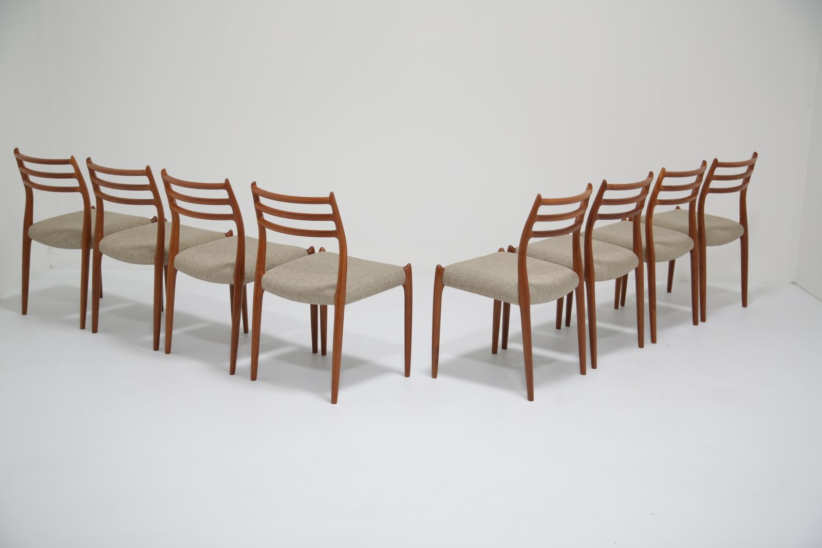 Vintage Set Of 8 Danish Teak Dining Chairs Model 78 By Niels Otto Moller, 1960s photo vinterior