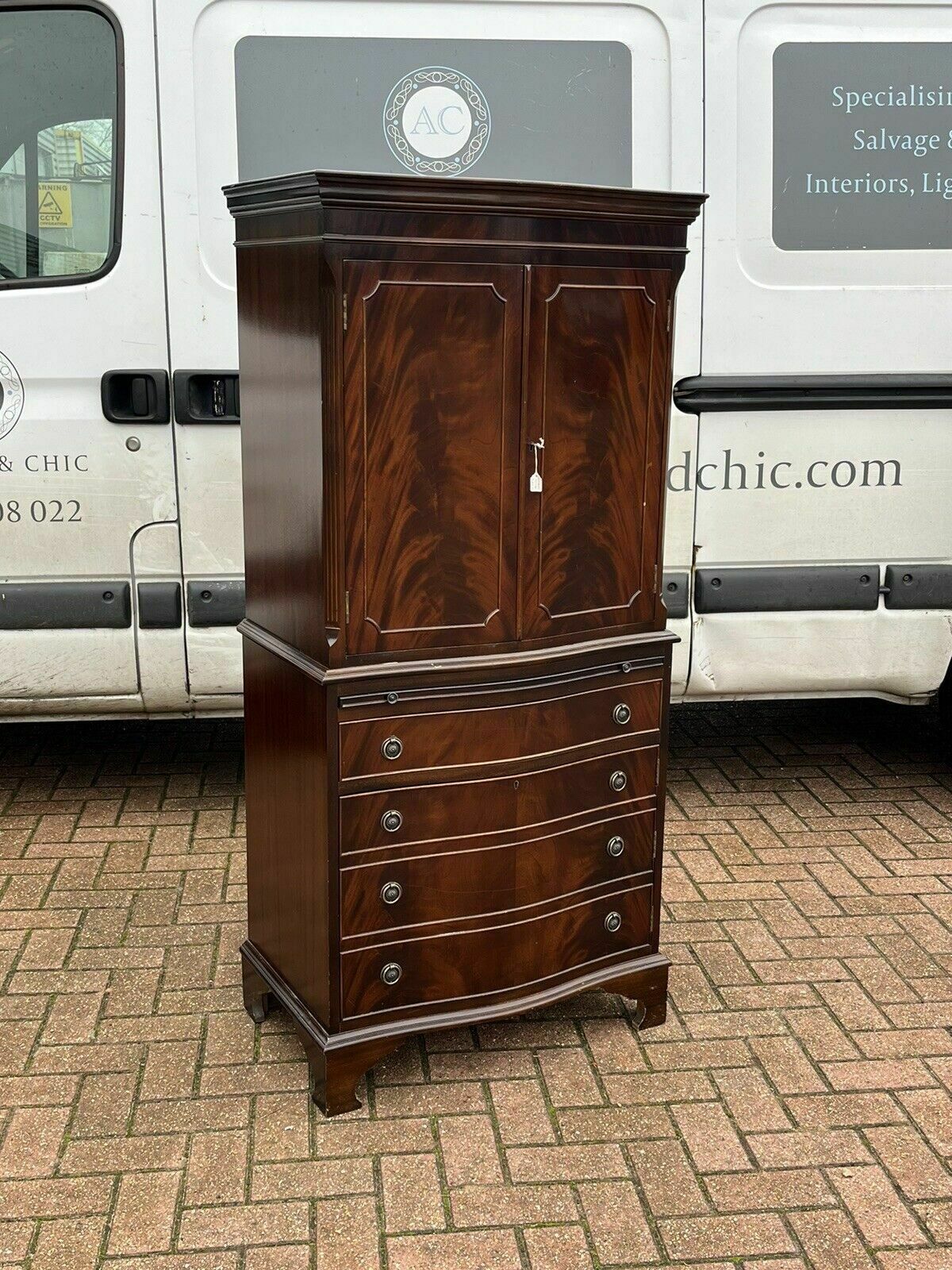 Cocktail Cabinet, Drinks Cabinet. Fitted Interior, Drawer & Cupboard, With Key photo furniture