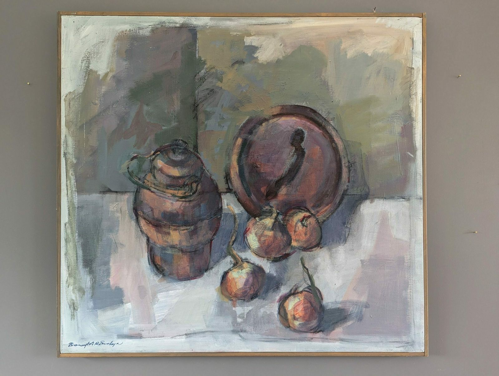 Pot & Onions Oil Painting, Modernist