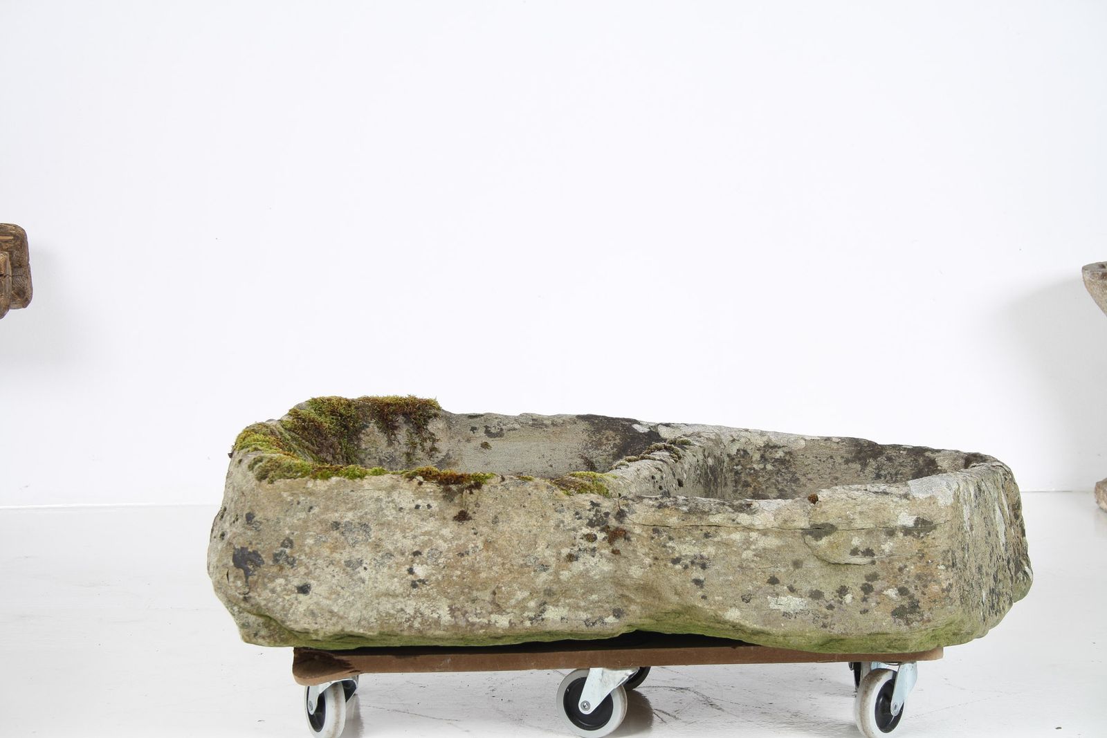 Primitive Carved Stone Trough Planter Weathered Organic Garden Feature | Bonsai Display photo for sale