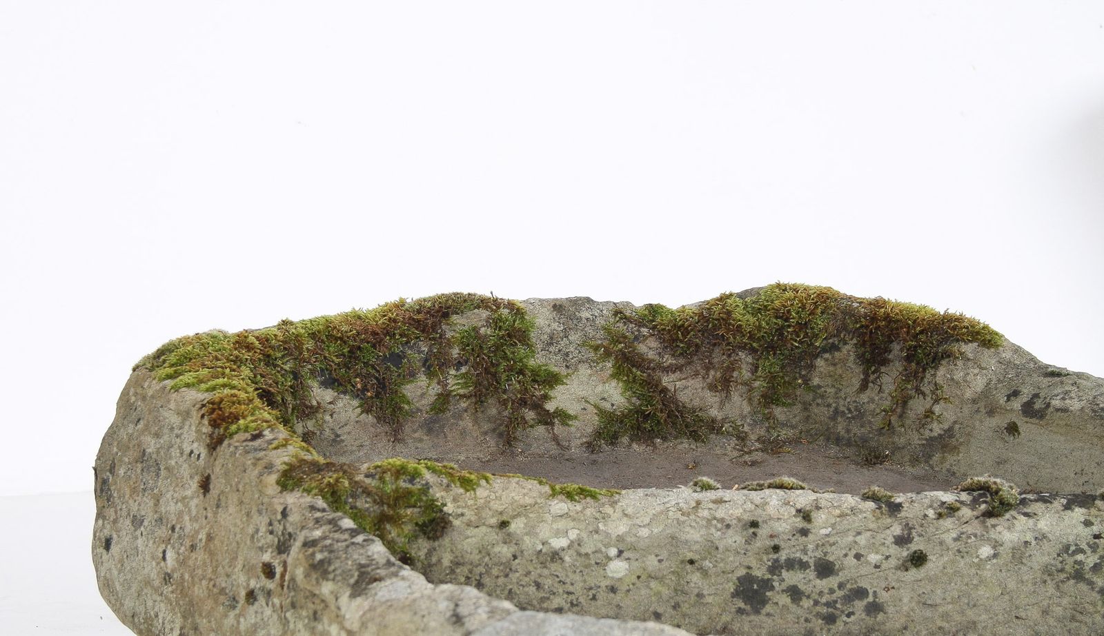 Primitive Carved Stone Trough Planter Weathered Organic Garden Feature | Bonsai Display photo vinterior