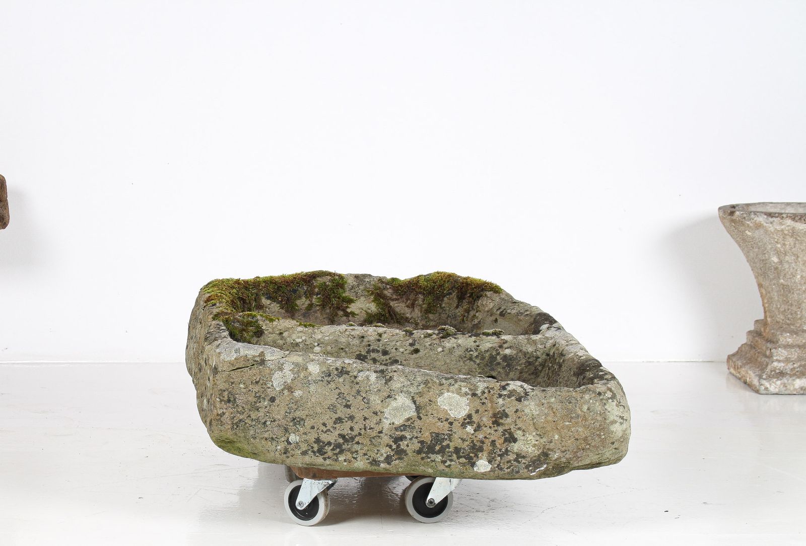 Primitive Carved Stone Trough Planter Weathered Organic Garden Feature | Bonsai Display photo vintage