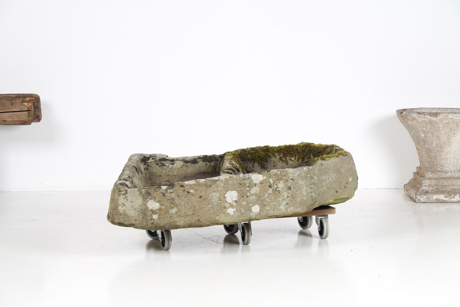 photo for sale Primitive Carved Stone Trough Planter Weathered Organic Garden Feature | Bonsai Display