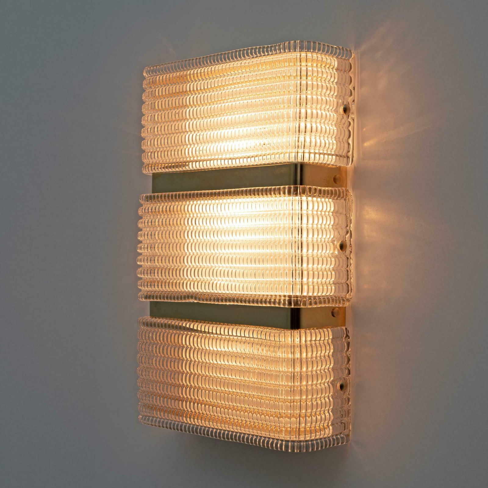 Pair Of Modern Italian Murano Glass And Brass Sconces photo Lighting