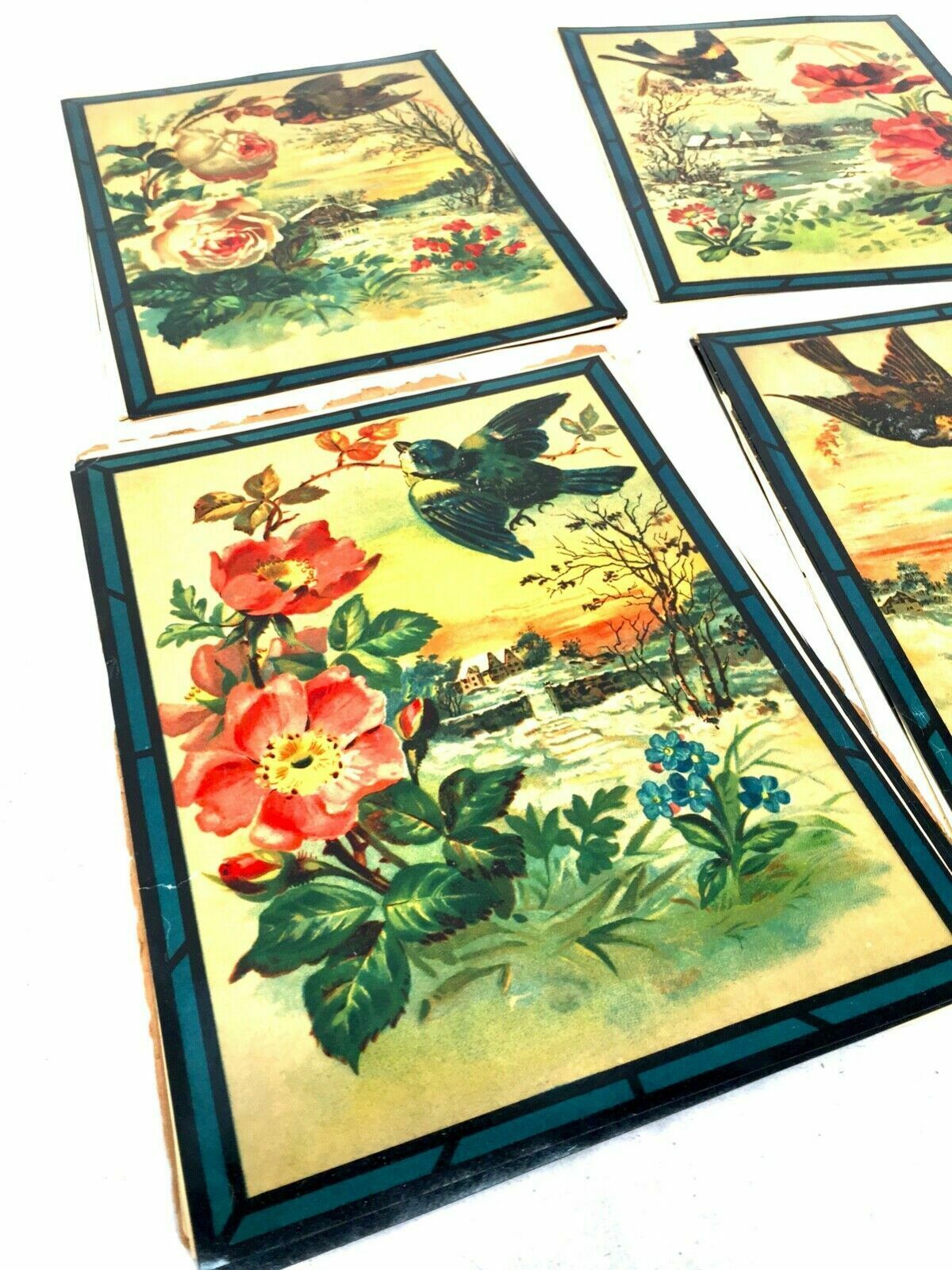 Antique Set Of 12 Victorian Crystographs For Stained Glass Decoration / Art photo vintage