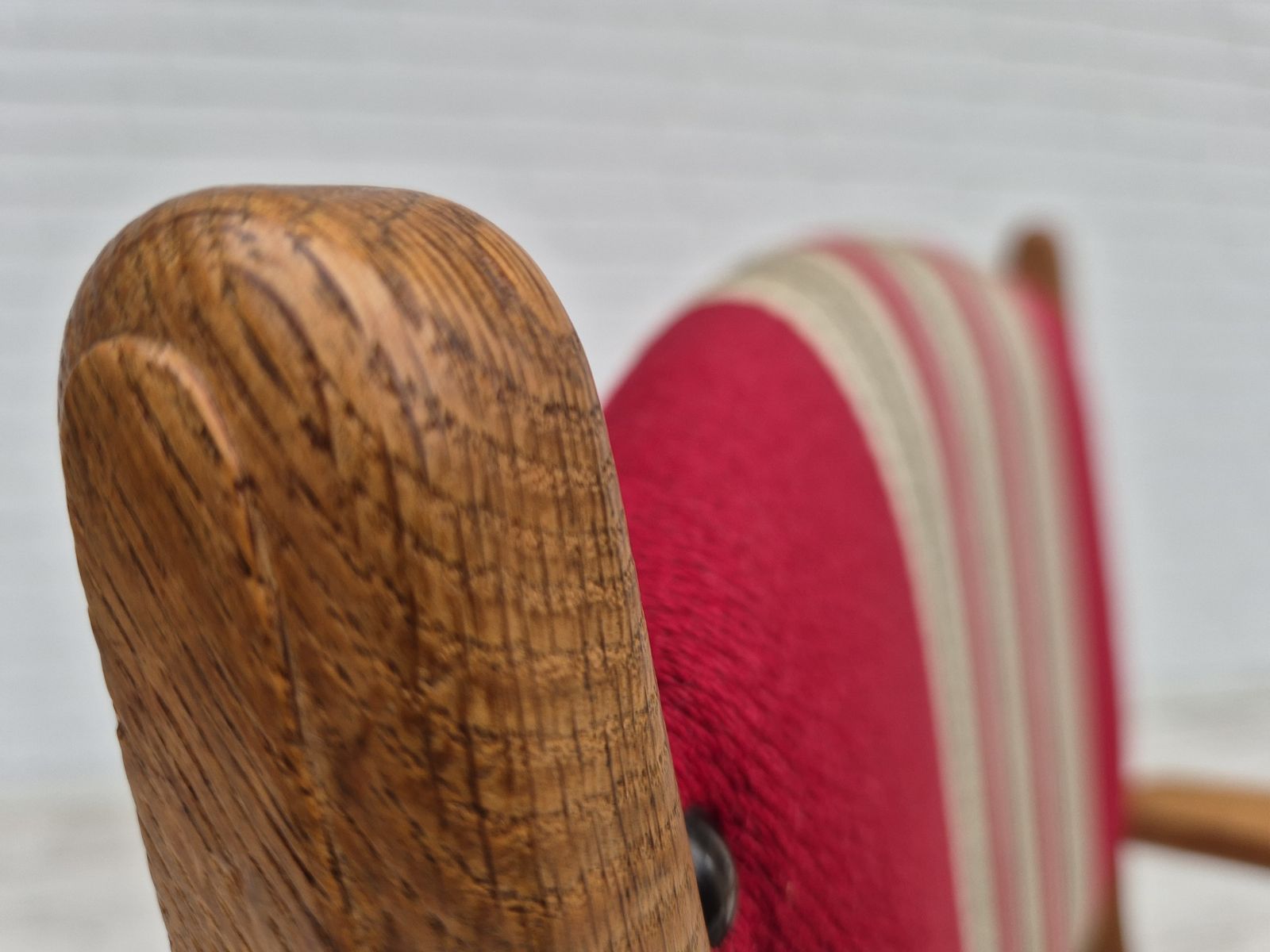 1960s, Danish Armchair, Original Condition, Furniture Wool, Oak Wood. photo vintage