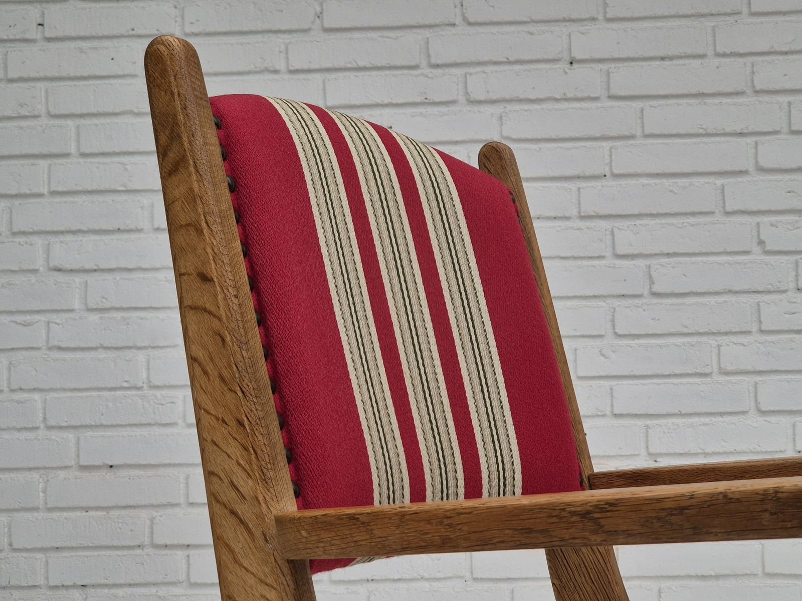 photo for sale 1960s, Danish Armchair, Original Condition, Furniture Wool, Oak Wood.