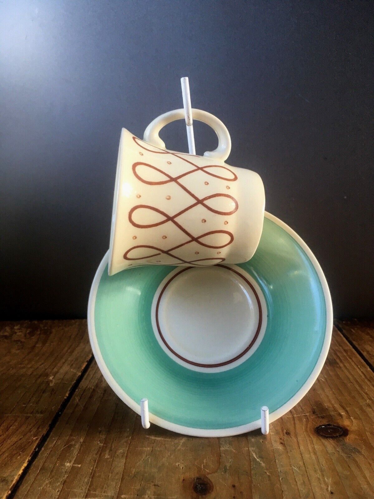 1 Rare Art Deco Susie Cooper 1702 Elegance Pattern Demitasse Coffee Can Cup Saucer 5 Available photo for sale