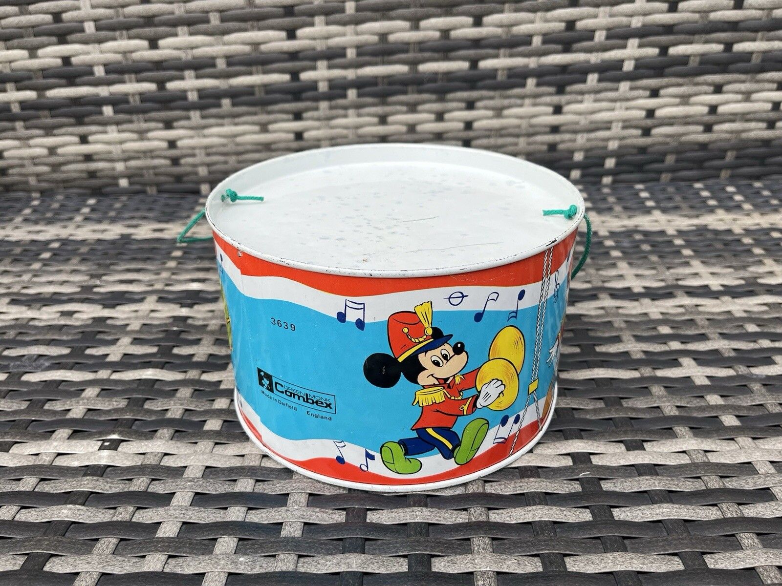 Vintage 1970's Disney Mickey Minnie Mouse Tin Toy Drum Musical Instrument Combex