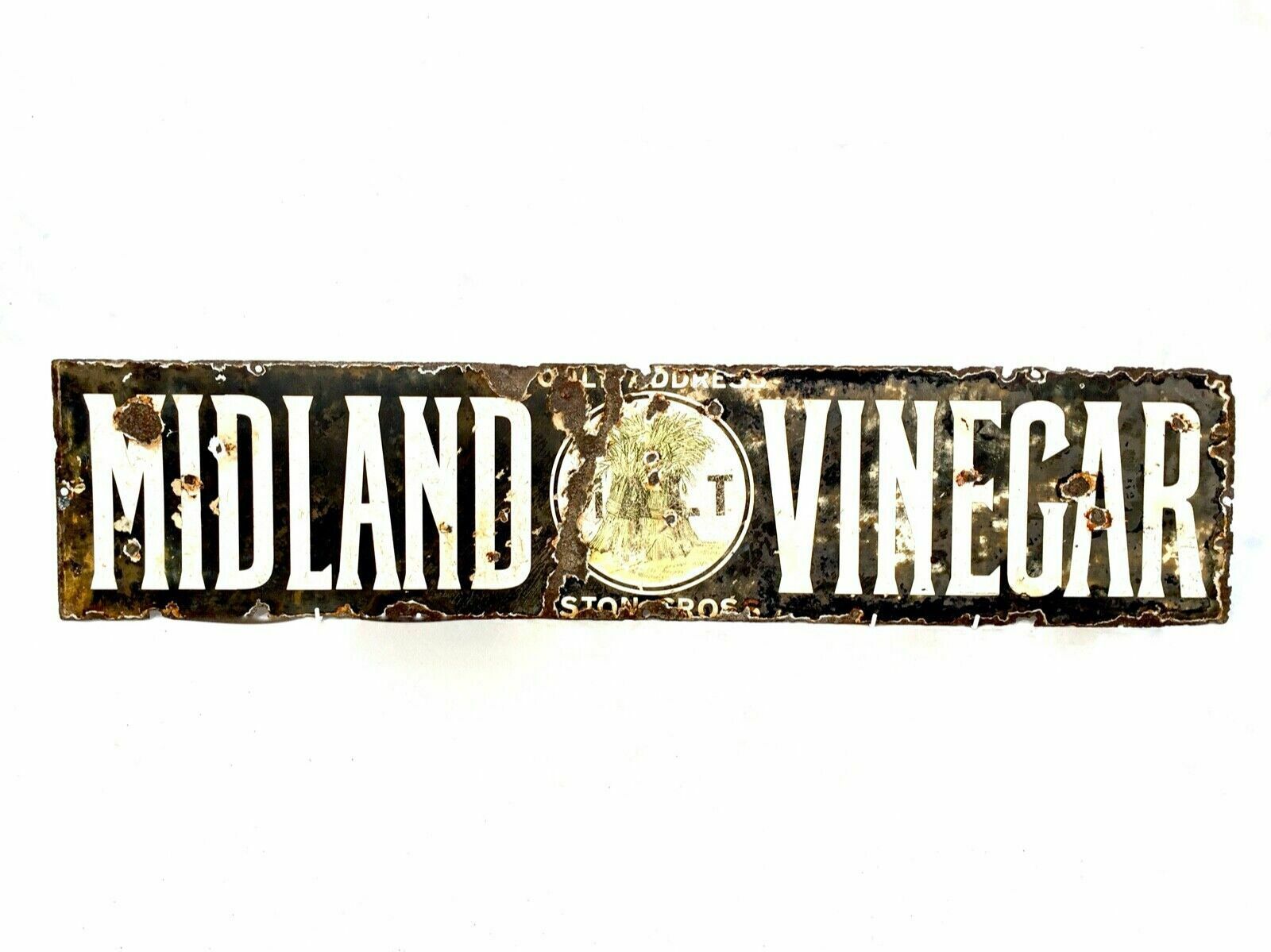 Antique Advertising   Early 20th Century Enamel Sign Midland Vinegar / H.P Sauce