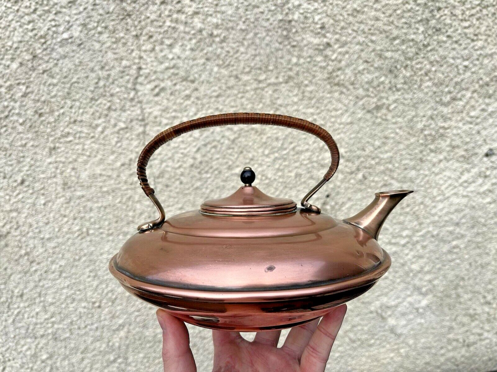 Antique Arts & Crafts C1880 W.A.S Benson Copper & Bronze Kettle Woven Handle photo for sale