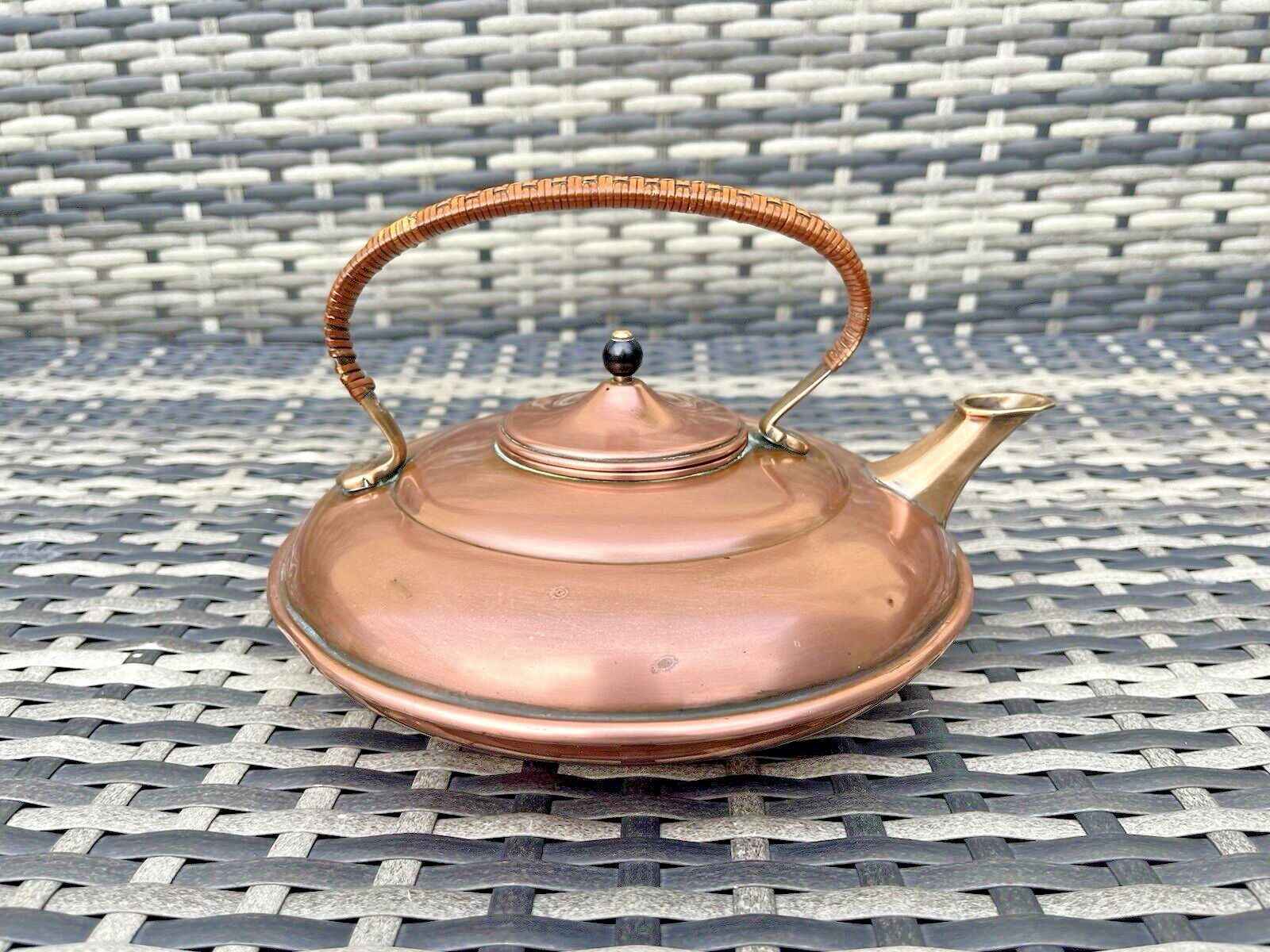 Antique Arts & Crafts C1880 W.A.S Benson Copper & Bronze Kettle Woven Handle photo Home Decor