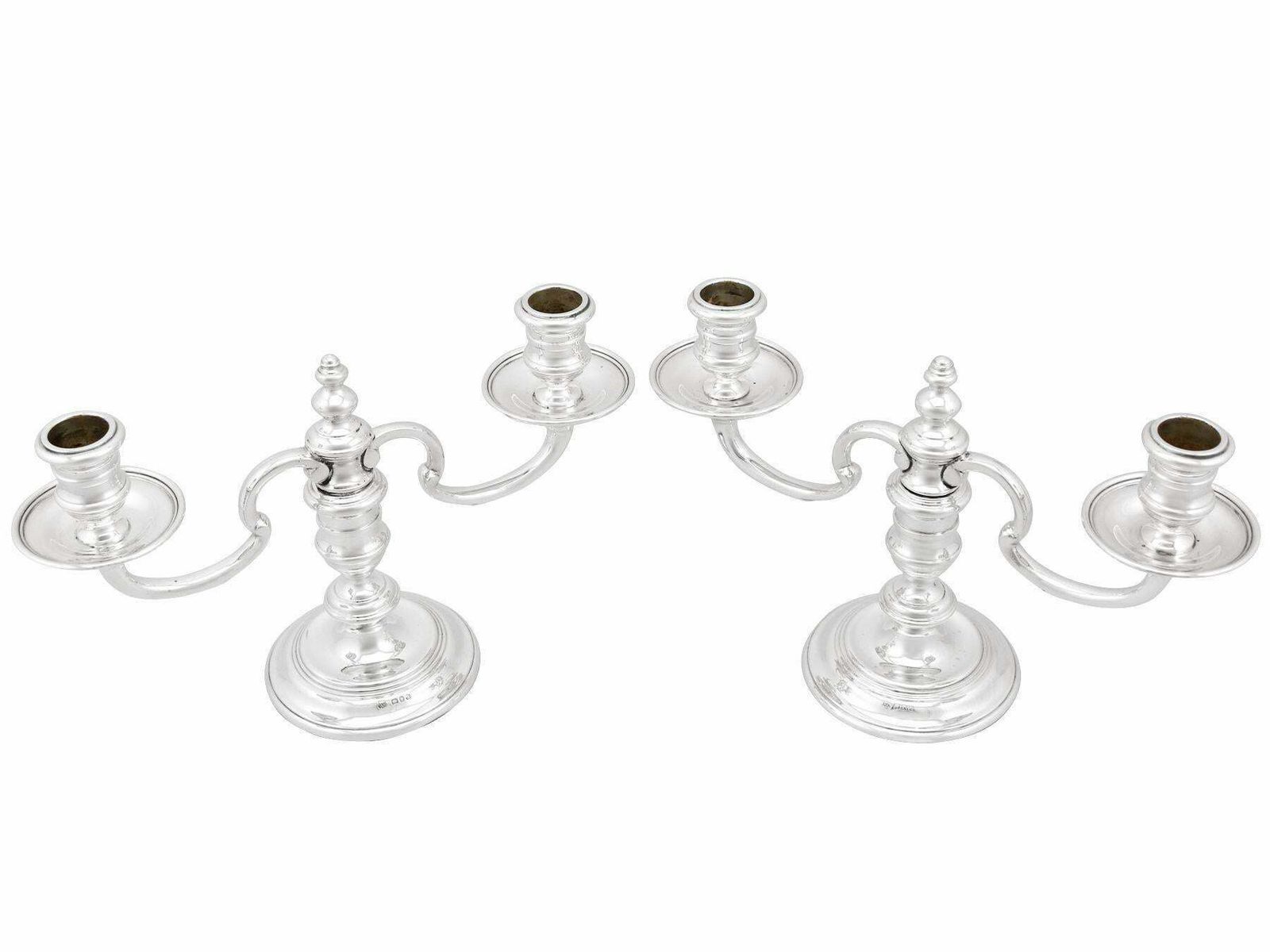 Georgian Style English Sterling Silver Two Light Candelabra Or Centrepiece photo furniture