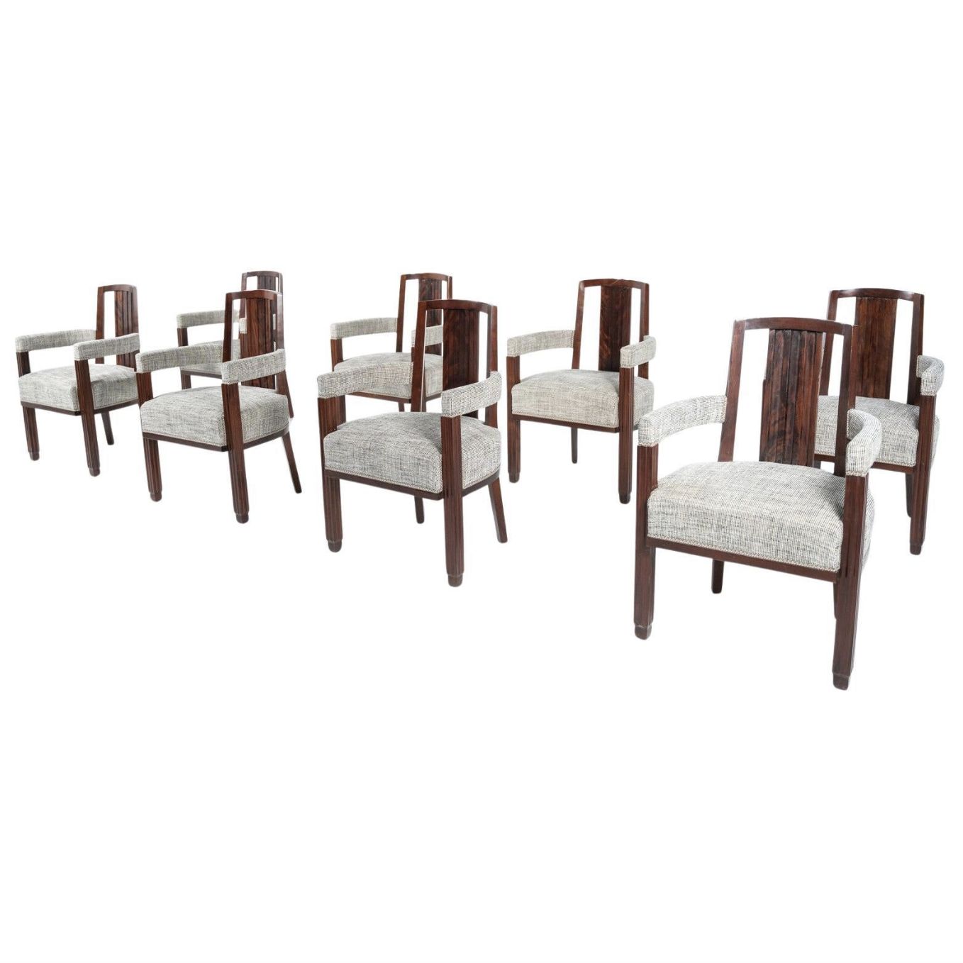 Set Of 8 Armchairs, Art Deco Style – New Upholstery