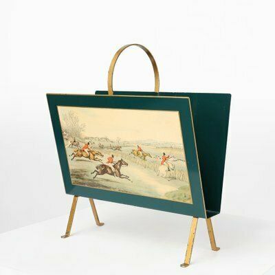 Hollywood Regency Magazine Rack With Painted Scene, France, 1950s