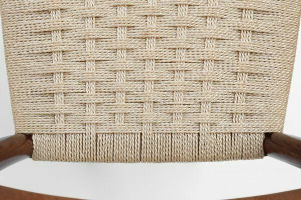 photo for sale Belgian Teak Dining Chairs With Braided Rope Seat, 1960s, Set Of 2