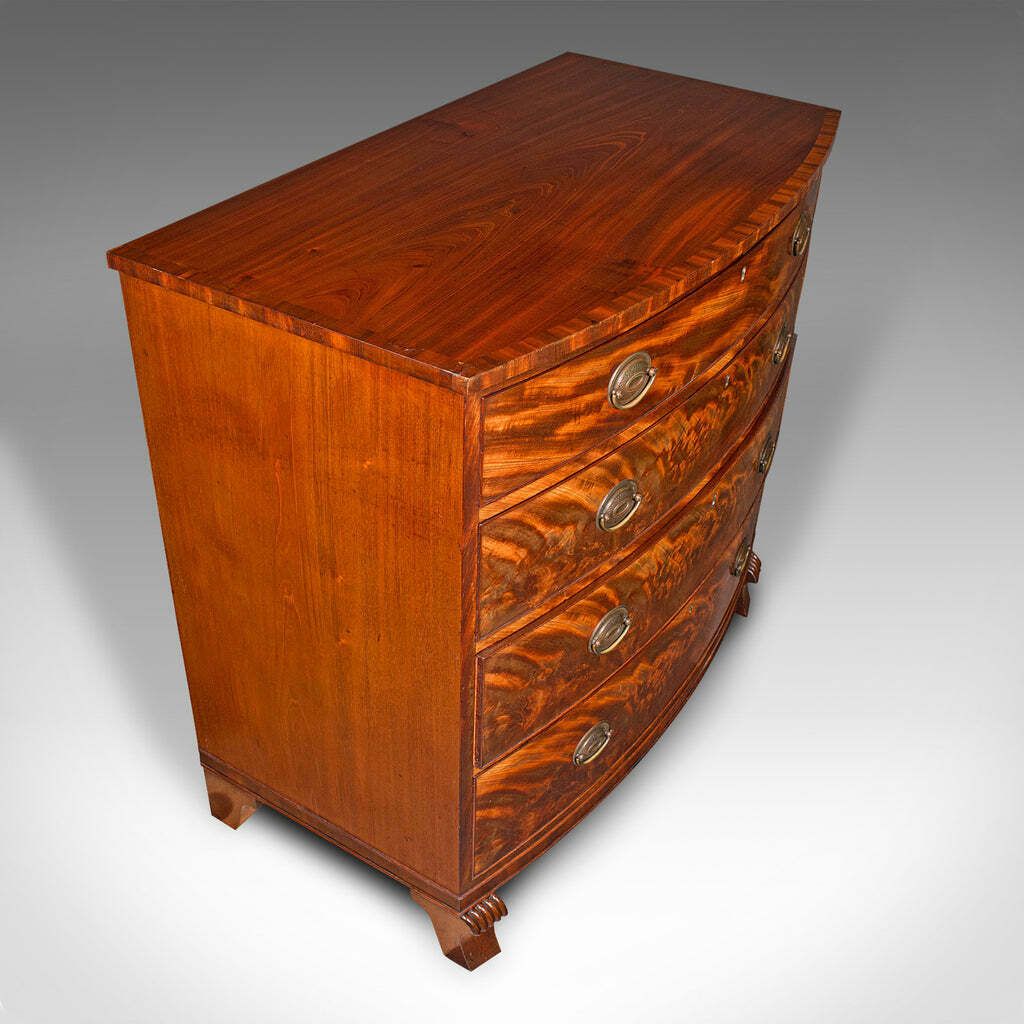 Large Antique Bow Front Chest Of Drawers, American, Bedroom, Victorian, C.1860 photo buy