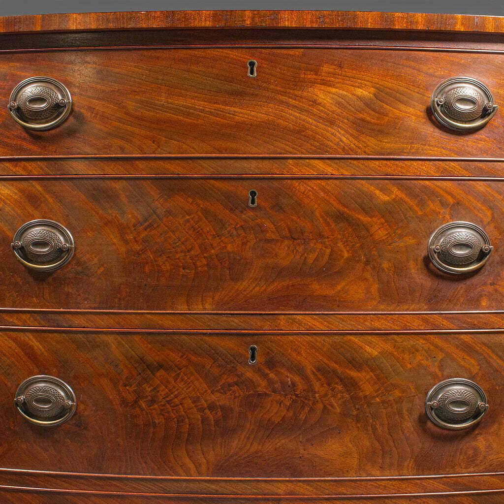 photo for sale Large Antique Bow Front Chest Of Drawers, American, Bedroom, Victorian, C.1860