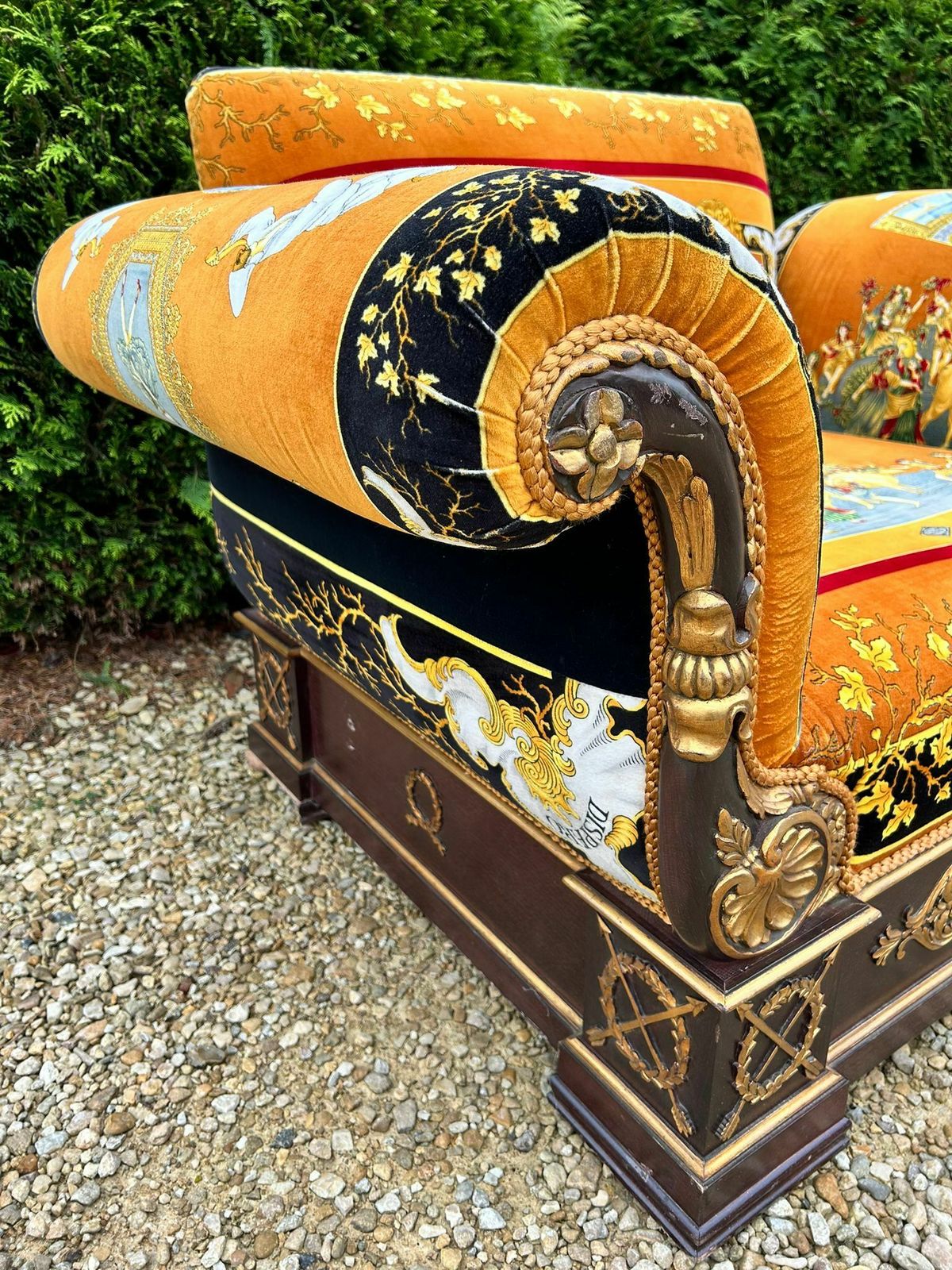 Versace Baroque Style Club Chair In Silk Velvet   Rare Fabric photo furniture