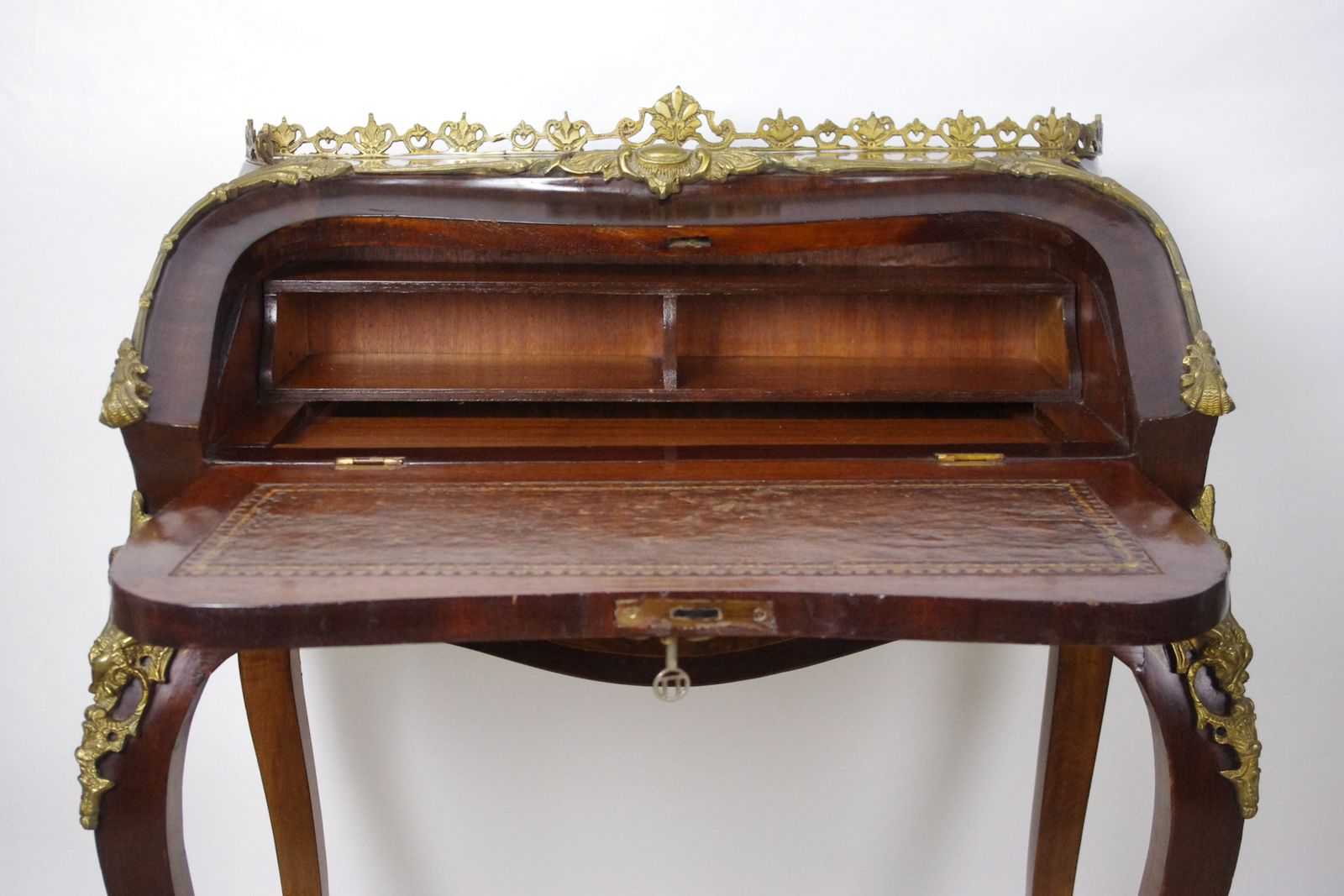 French Louis XV Style Bureau De Dame With Gilt Metal Mounts photo vintage