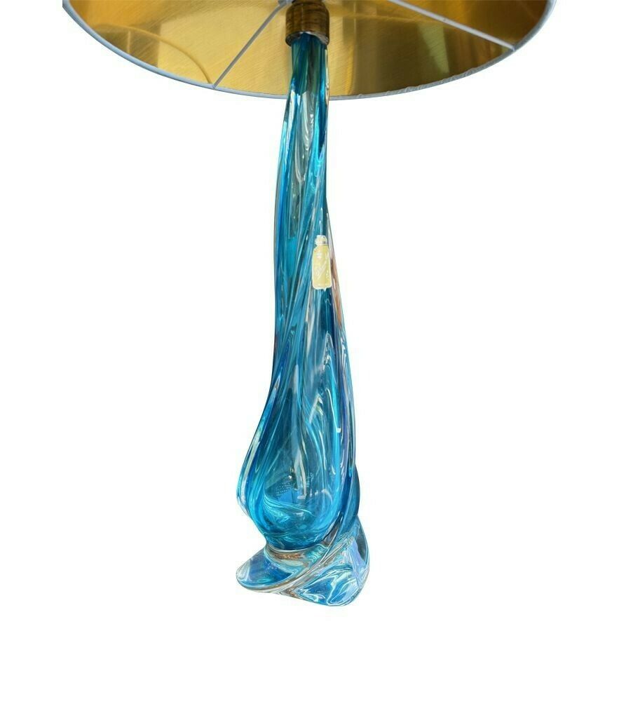A Large Murno Turquoise Glass Lamp By Chambord Et Toso photo vintage