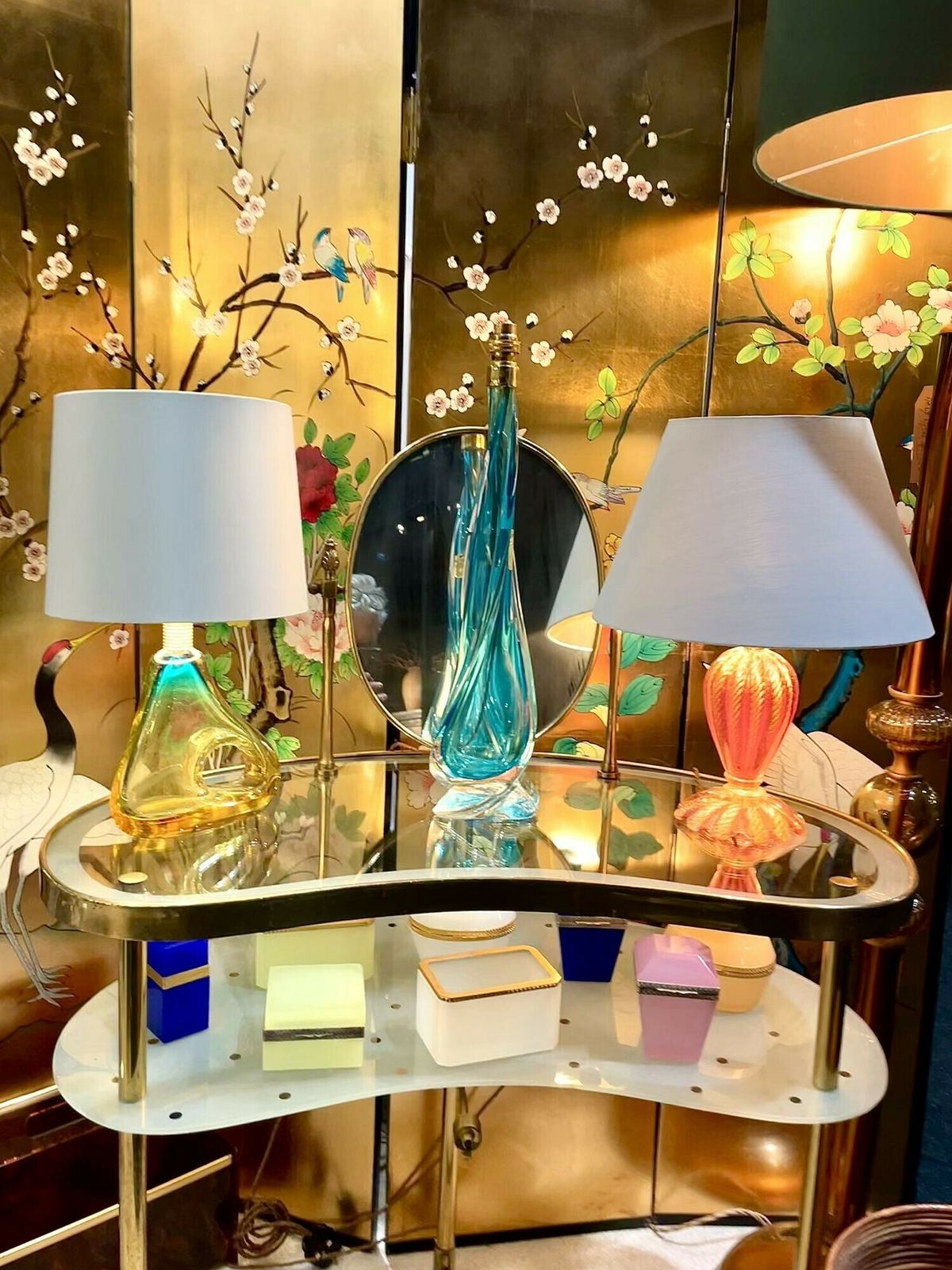 photo furniture A Large Murno Turquoise Glass Lamp By Chambord Et Toso