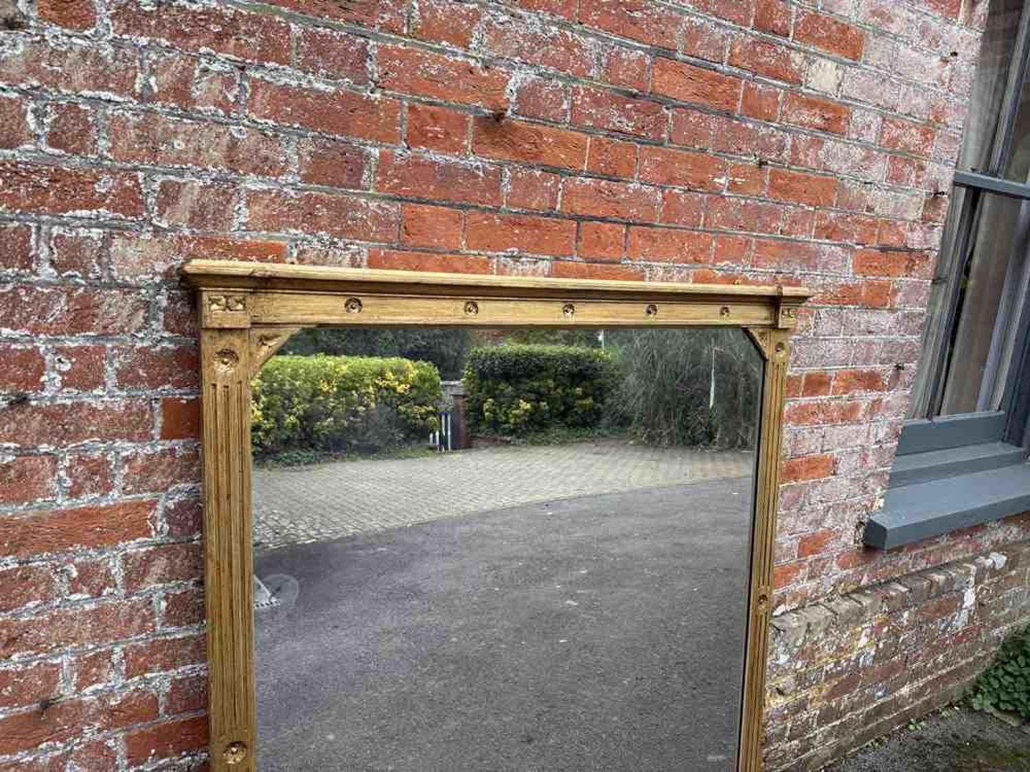A Fabulous Large Antique English 19thc Ribbed Framed Overmantle Mirror photo for sale