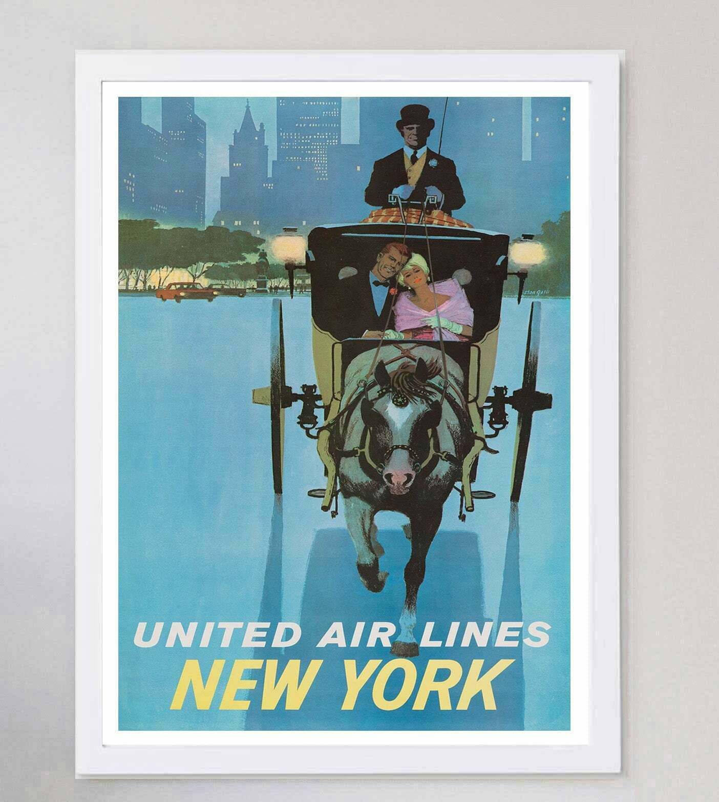 United Airlines   New York Original Vintage Poster photo for sale