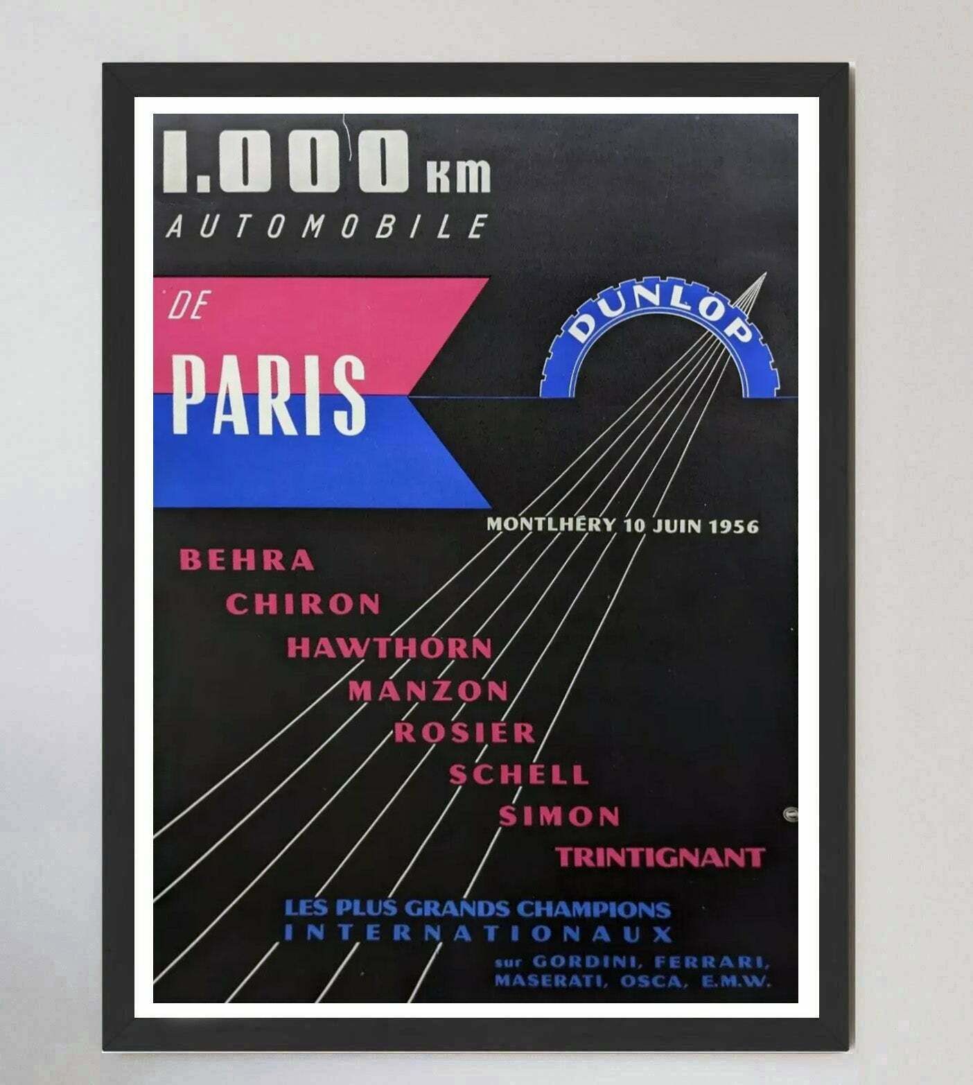 Dunlop 1000km Automobile De Paris 1956 Original Vintage Poster photo furniture