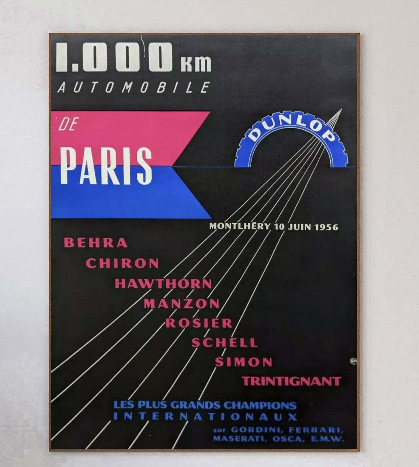 Dunlop 1000km Automobile De Paris 1956 Original Vintage Poster photo 559.0