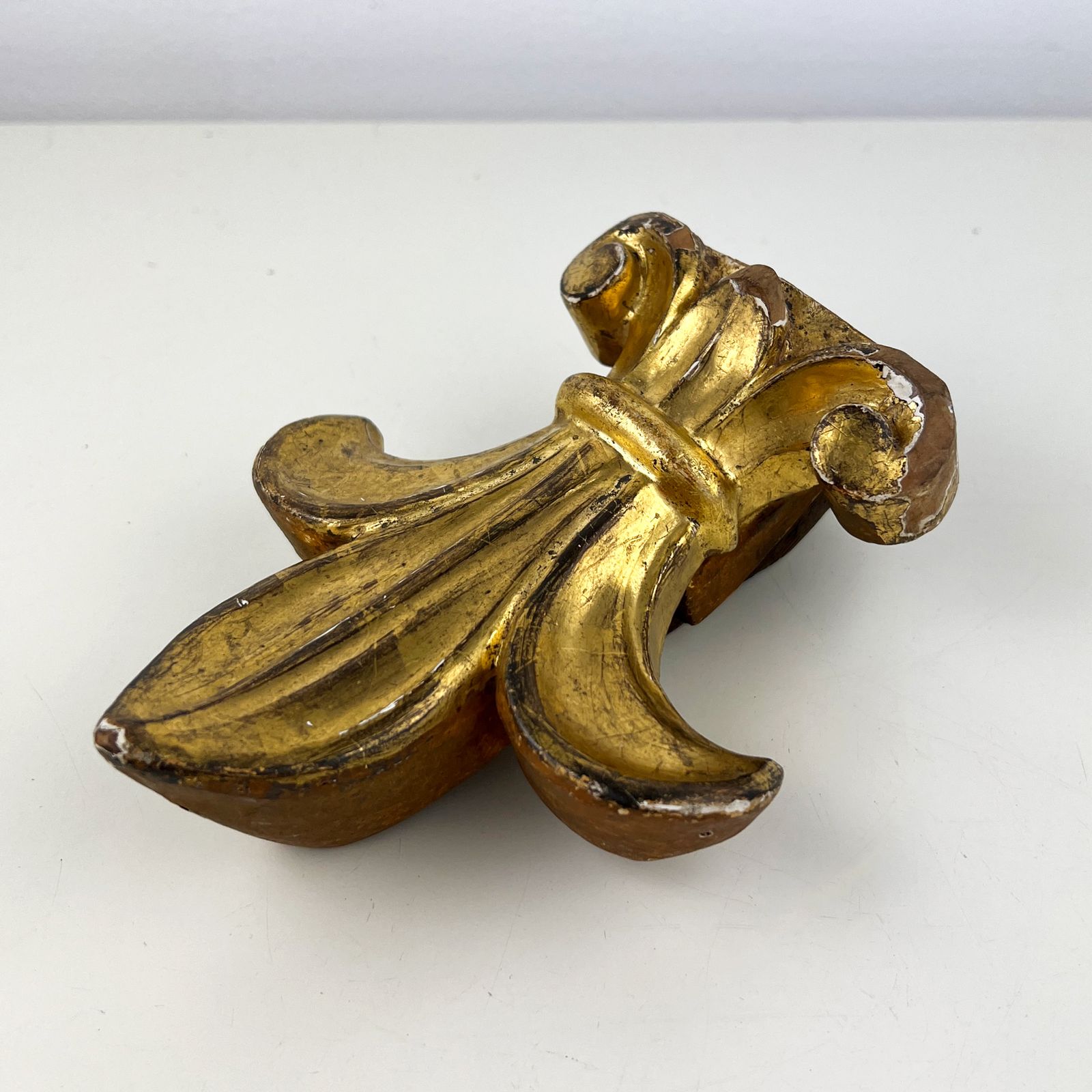 Antique Fleur De Lis Gilt Wood Carving Fragment, Architectural Salvage photo furniture