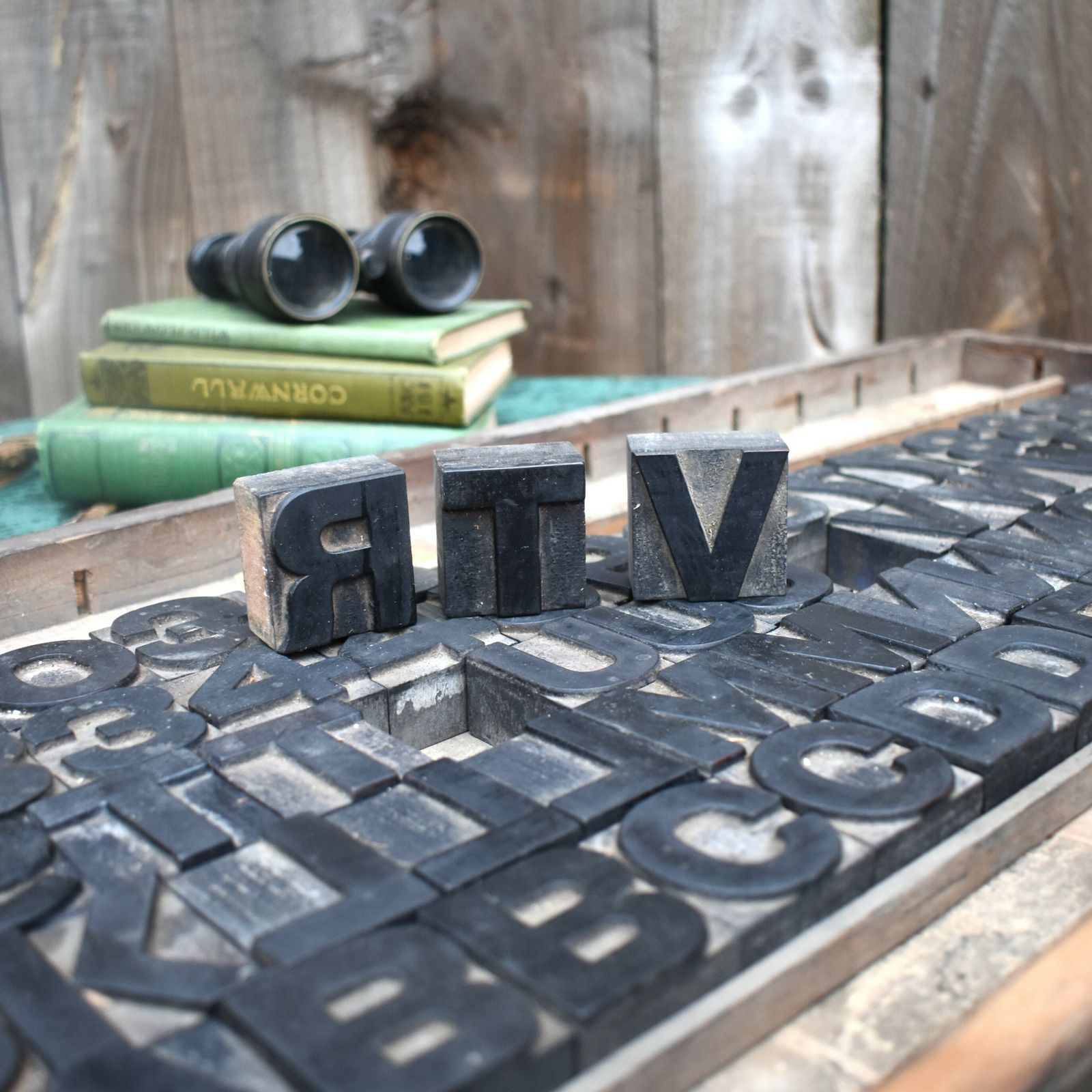 Antique Harrild & Sons Alphabet Uppercase Font Wooden Printer Letterpress Blocks photo furniture