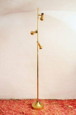 Three Lights Italian Brass Floor Lamp By Goffredo Reggiani, 1970s