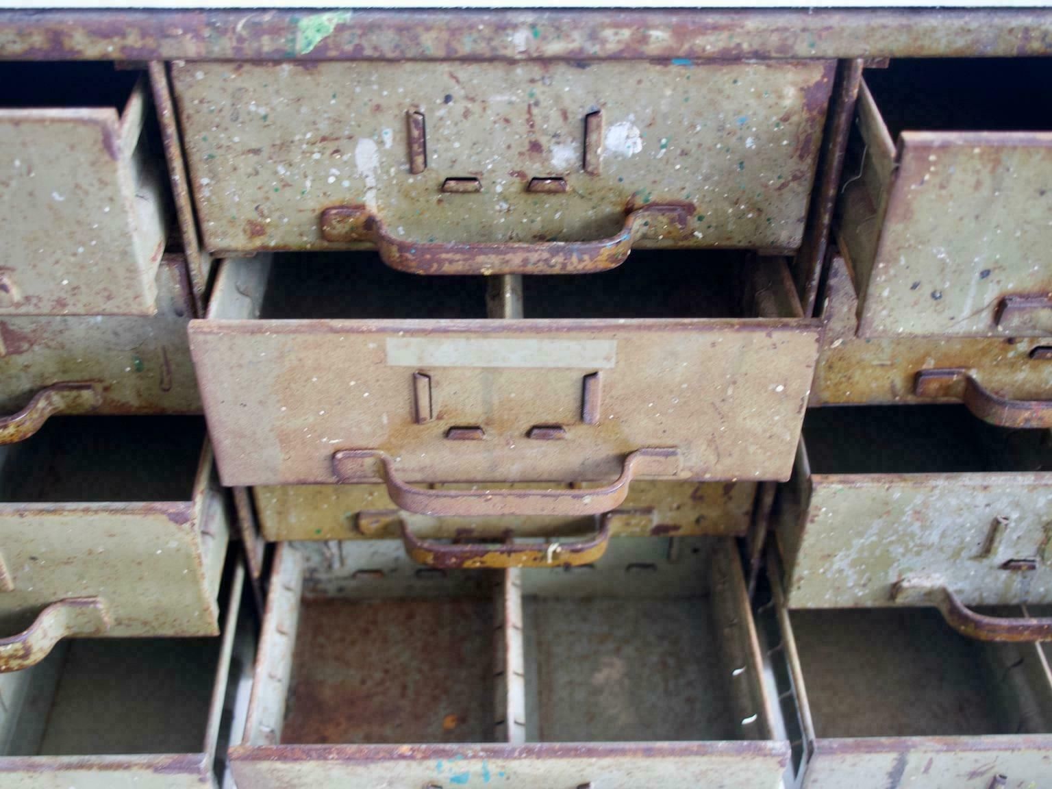 photo furniture Mid 20th Century Army Green Metal Chest Of Drawers
