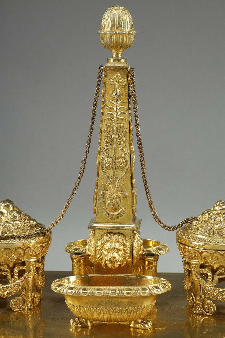 Empire Period Gilt Bronze Obelisk Inkwell photo buy