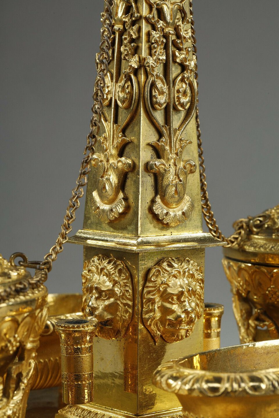 photo for sale Empire Period Gilt Bronze Obelisk Inkwell