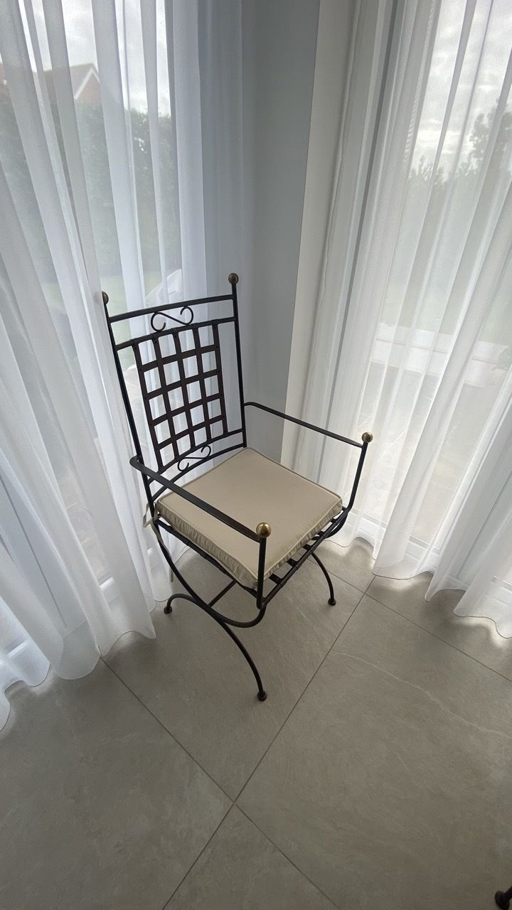 Beautiful Iron And Glass Dining Table With 8 Chairs And Twoo Moon Tables photo 3500.0