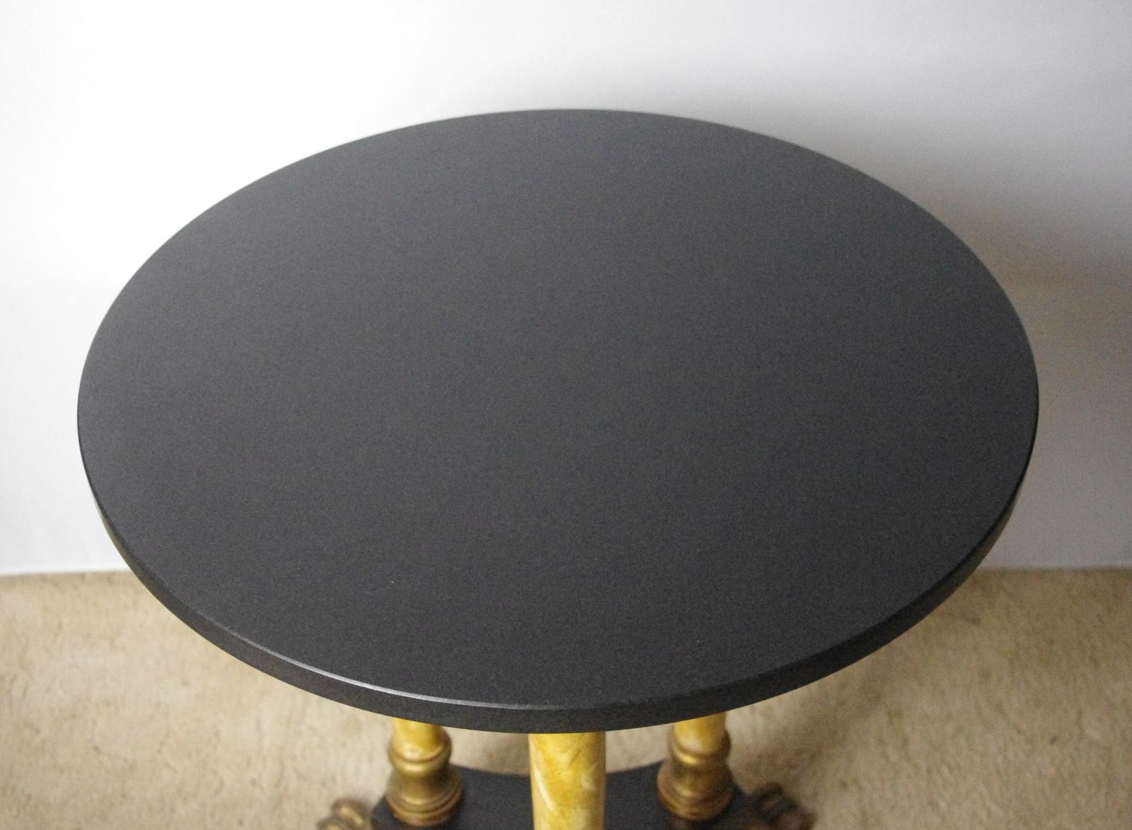 photo furniture Pair Of Ebonised And Parcel Gilt Occasional Tables With Granite Tops