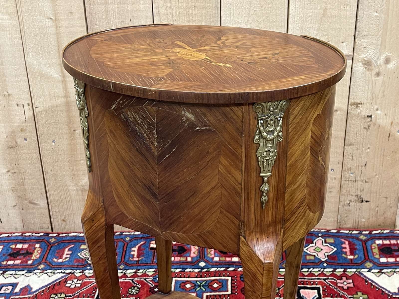 Side Table With 3 Drawers In Rosewood And Oak, Work From The 70s In Louis XV Style photo for sale