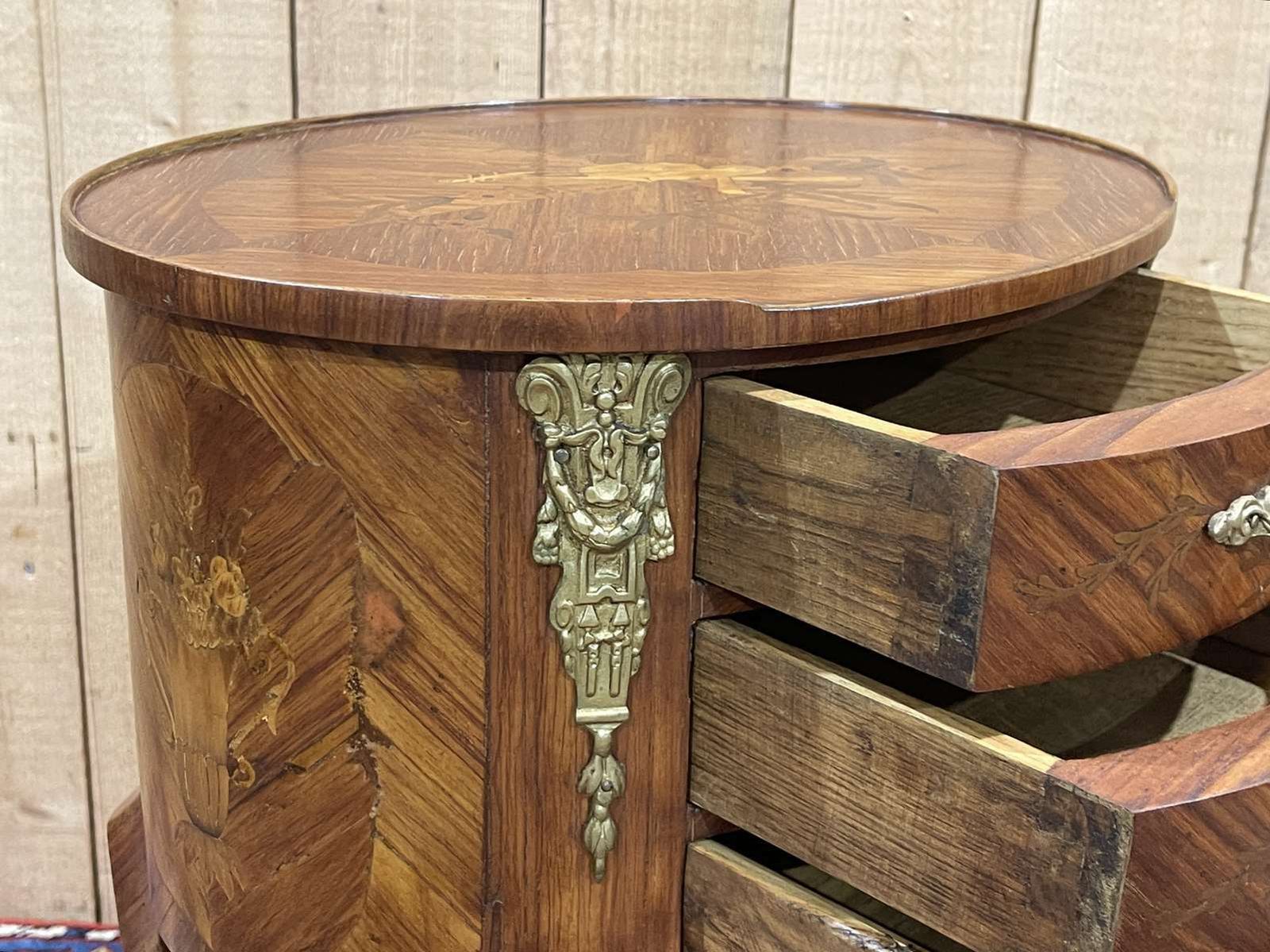 Side Table With 3 Drawers In Rosewood And Oak, Work From The 70s In Louis XV Style photo vintage