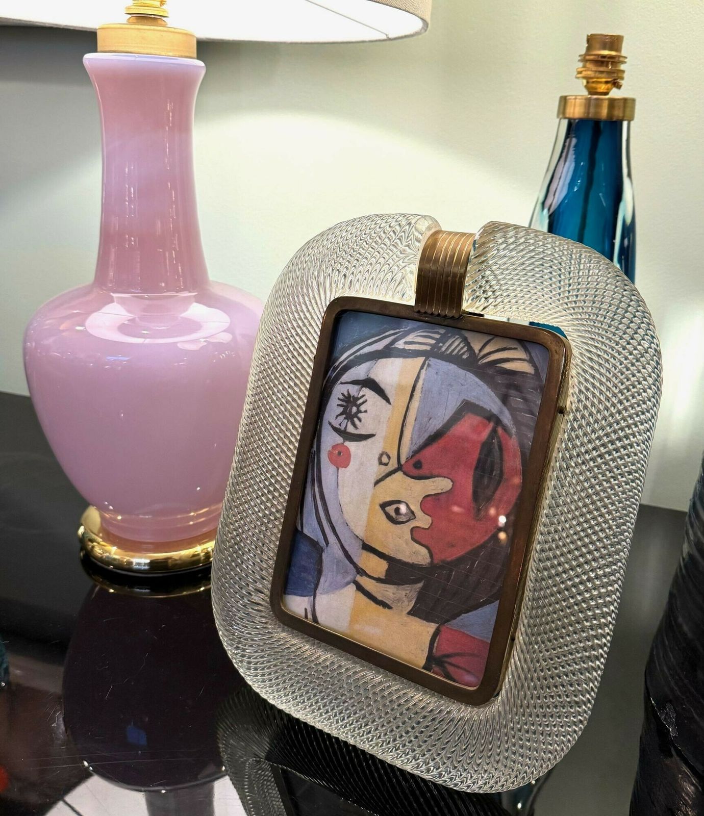 photo for sale An Orignal 1940s Murano Glass And Brass Picture Frame By Barovier And Toso