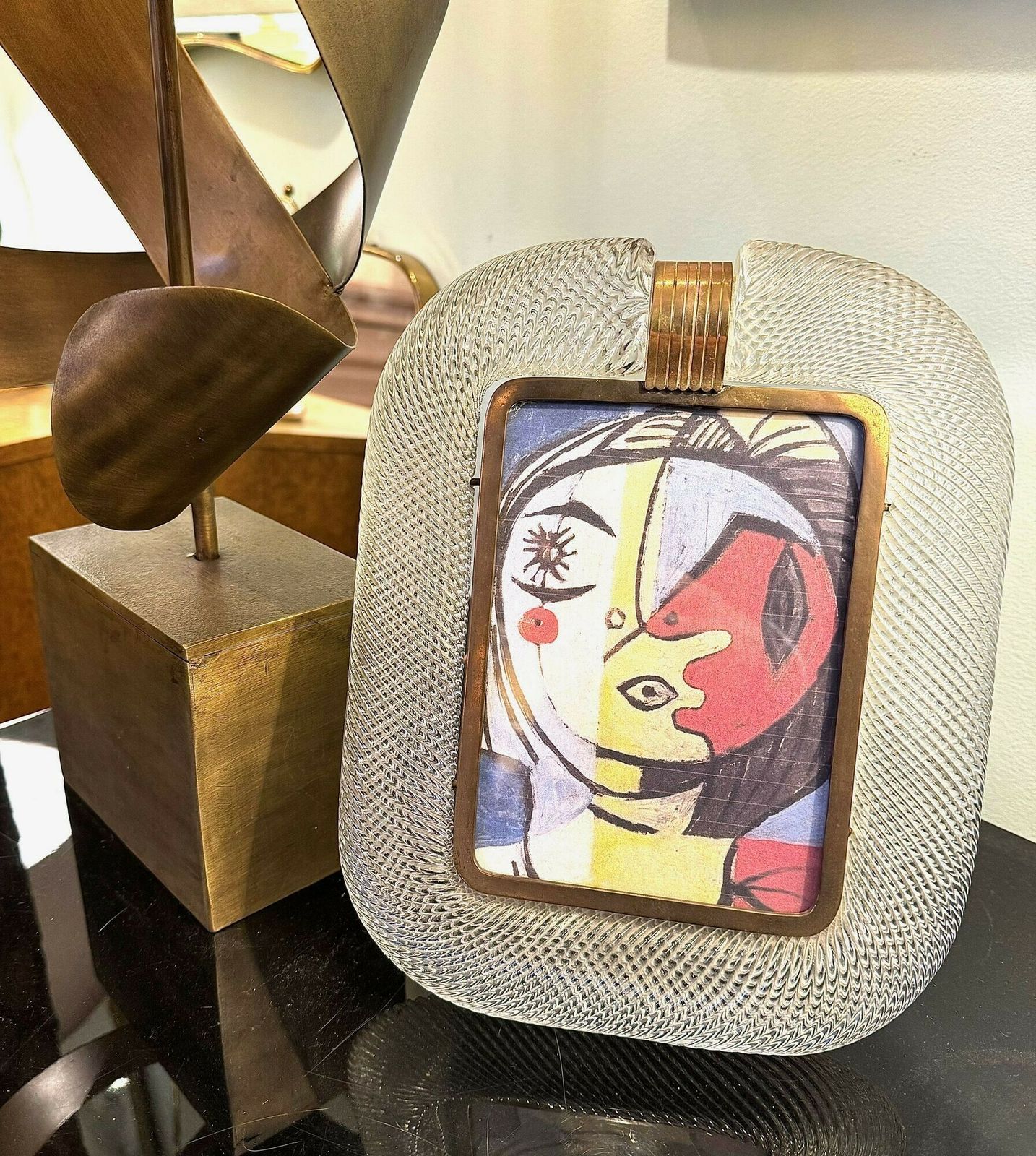 Home Decor An Orignal 1940s Murano Glass And Brass Picture Frame By Barovier And Toso photo