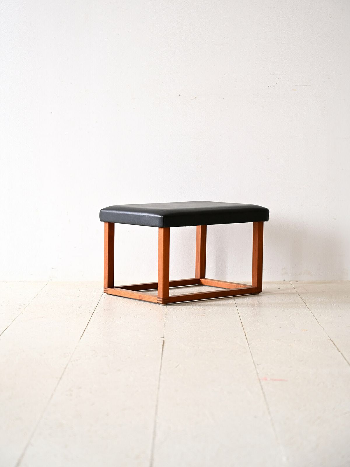 Scandinavian Teak Stool From The 1960s   Seat In Eco Leather photo 420.0