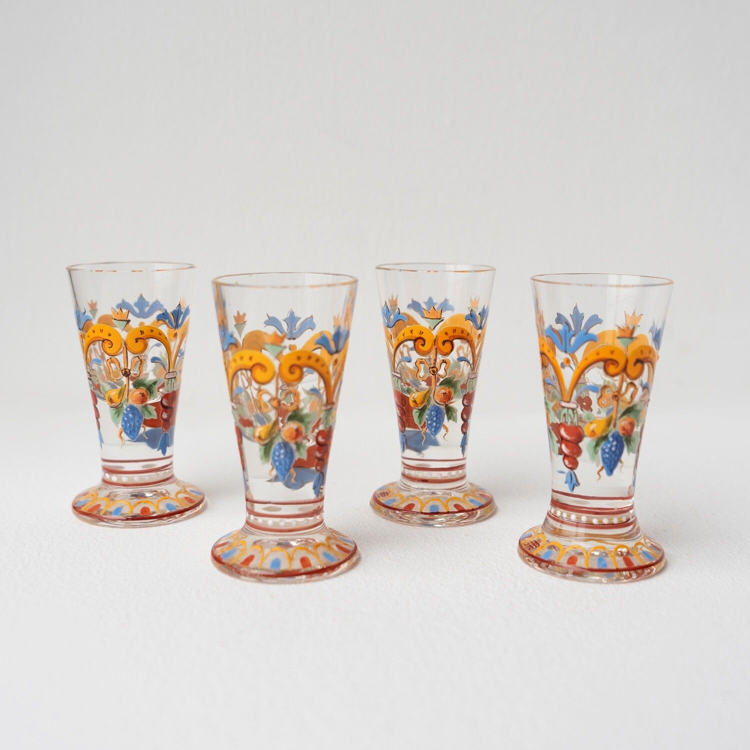 Home Decor Antique Enamelled Glass Decanter And Glasses By J & L Lobmeyr, Vienna, Late 19th photo