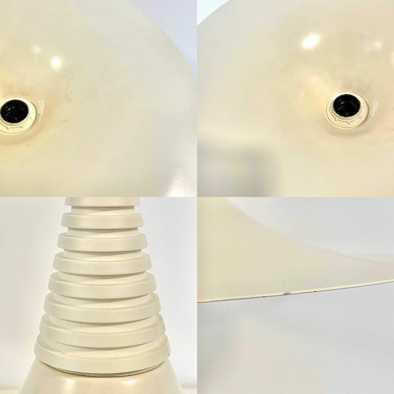 photo for sale Danish Postmodern Large White Trumpet "Verona" Ceiling Lamp In Metal   Design By Ad Van Berlo For Knud Christensen Electric In The 1980s
