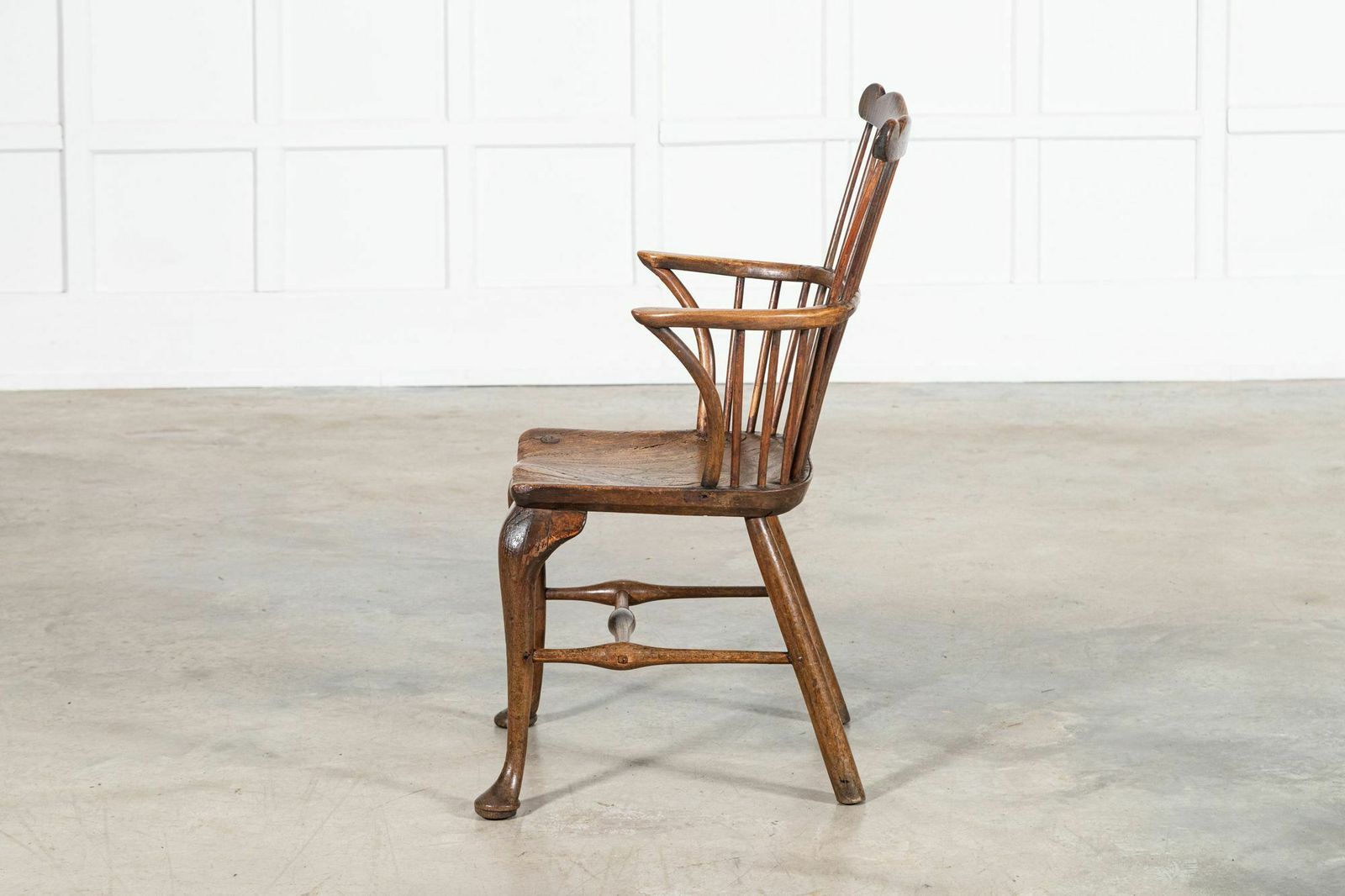 19thc English George III Oak & Elm Comb Back Chair photo vinterior