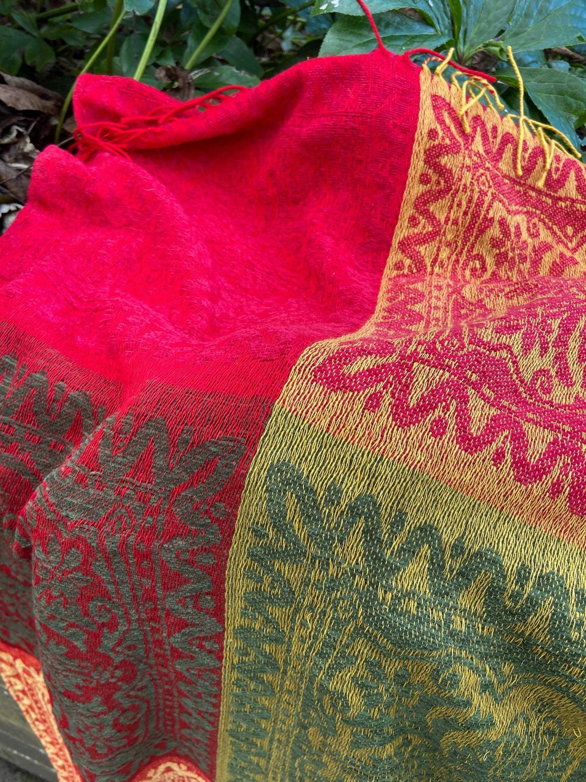 Vintage Pair Of Bold Colourful Vintage Throws (150cm X 126cm Each) photo vinterior