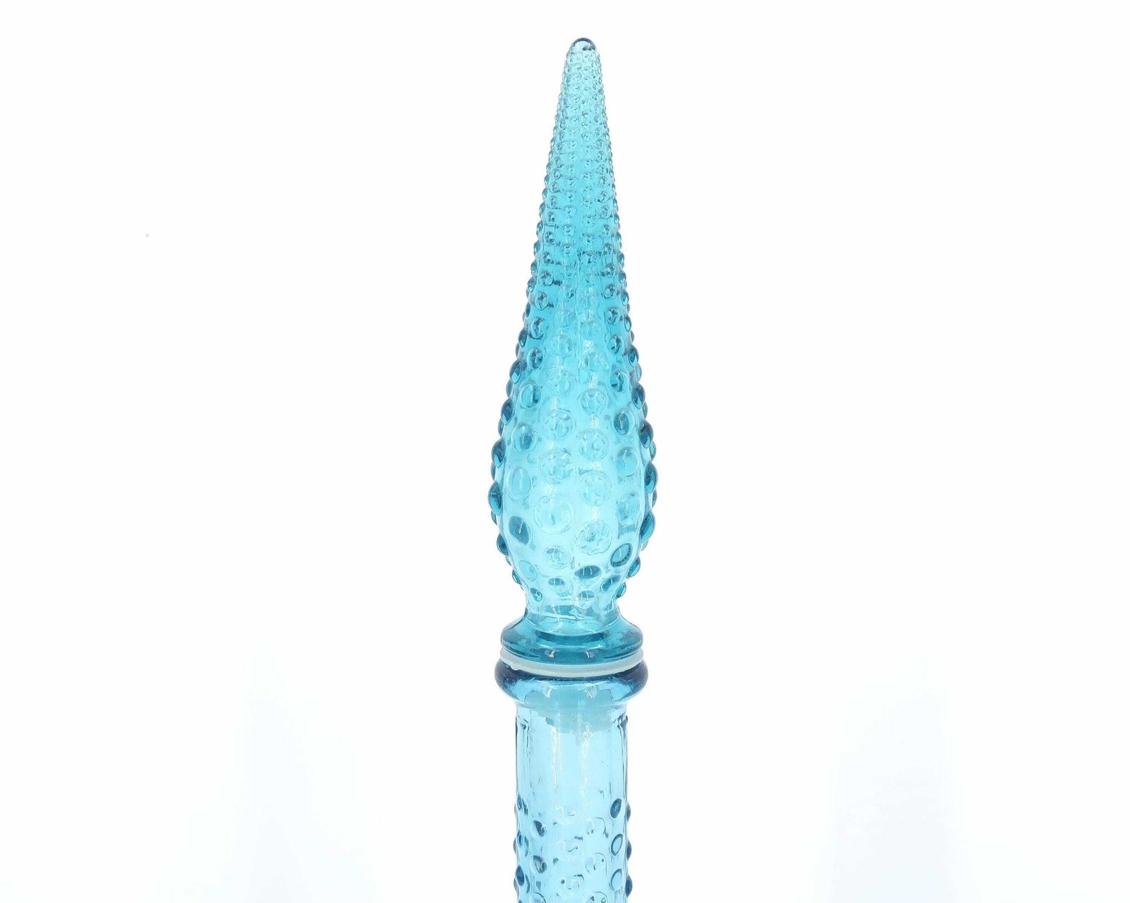 Vintage Blauwe Bellenglaskaraf In Genieflessen Stijl, Italiaanse Decanteerkaraf, Ca. Jaren 1960 / Empoli, Boho Chic, Bohemian, Folk, Made In Italy photo furniture